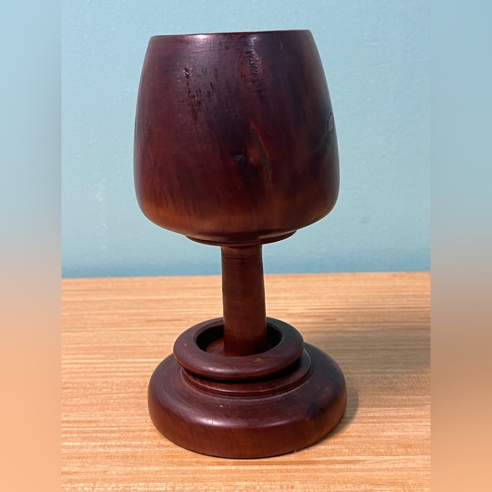 Vintage MCM Wooden ring Goblet/ Chalice. So retro! So cool!
